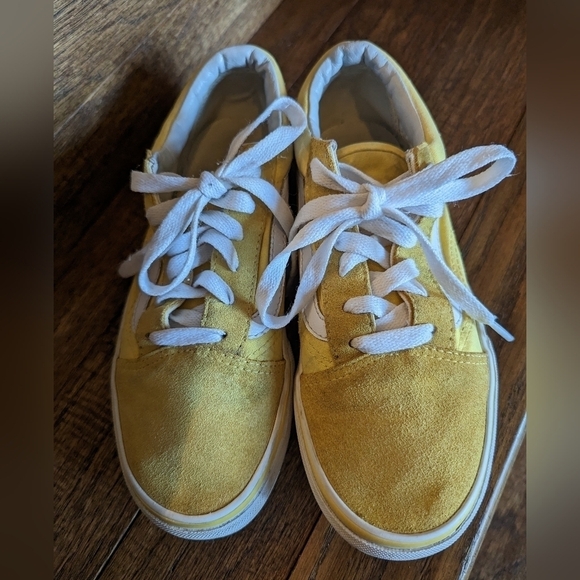 VANS Old Skool suede yellow & White youth sneakers size 5 - Picture 6 of 8